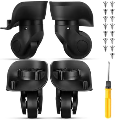 Silkfly 4 Pcs Luggage Wheels Replacement Travel Suitcase Caster Repair Kits with Screw Replacement Left and Right Wheels Mute Bearing Swivel for Luggage(Black,Small)