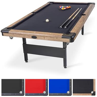 GoSports 8 ft Portable Pool Table - No Assembly Required Folding Billiard Table in Oak