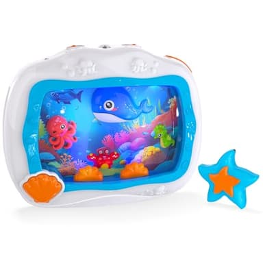 Baby Aquarium Toy, Sleep Soother Musical Infant Toys, Tummy Time Toys & Crib Toy, Sea Animal Sensory Dream Soother for Newborn 0-6 Months, with Light & Soothing Sound for Crib & Car Seat Travel (Blue)