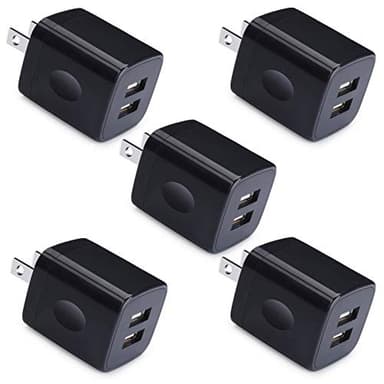 Charger Box, Charging Cube 5 Pack, Dual USB Wall Charger 5V 2A Power Adapter Charging Block Brick Outlet Plug for iPhone 15 14 13 12 11, iPad, Samsung Galaxy S25 S24 S23 FE A53 A15 A13 S22 S21 FE S20