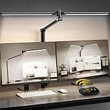 LED Desk Lamp for Home Office, Eye Caring Architect Desk Light with Remote, Dual Screen Computer Monitor Light with Stepless Dimming, Stepless Color Temp, Memory Function for Study, Workbench Black
