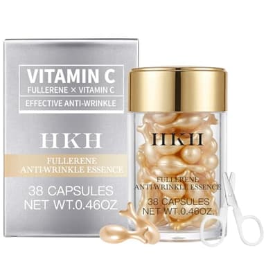 HKH Vitamin C Serum Capsules For Face: 38 Caps with Scissors - Vitamin C Anti-Wrinkle &Vitamin A Retinol Collagen Anti-Aging Daily Serum For Women - Smoothing Hydrating Firming Skin - Travel Portable