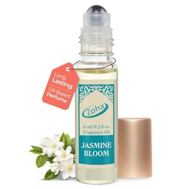 Zoha Jasmine Bloom - Jasmine Perfume for Women and Men, Skin-Friendly, Alcohol-Free Perfume Oil, Travel Size Clean Parfum, 6ml Roller