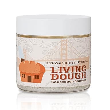 Living Dough - 233 Year Old San Francisco Sourdough Starter Culture - Active & Live Organic Sourdough Starter for Baking - For Artisan Bread, Pizza Dough, Waffles & More