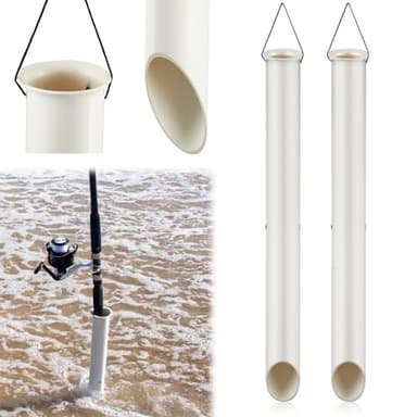 DoubleFill 4 Pack Tubular Sand Spikes for Surf Fishing 22 Inch PVC Surf Shore and Beach Fishing Rod Holder Sand Spike for Beaches, Rivers and Sandy Beaches
