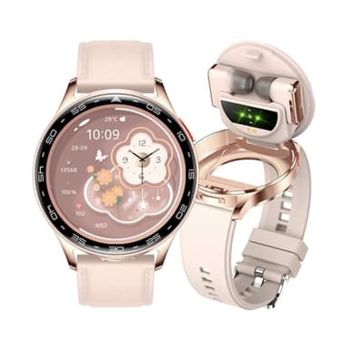 Alliget Smart Watch with Earbuds, 2 in 1 Bluetooth Smartwatch, 1.39" HD IPS Screen Smartwatch for Men Women, Fitness Tracker Long Time Standby Men Women Sports Smart Watch (Pink)