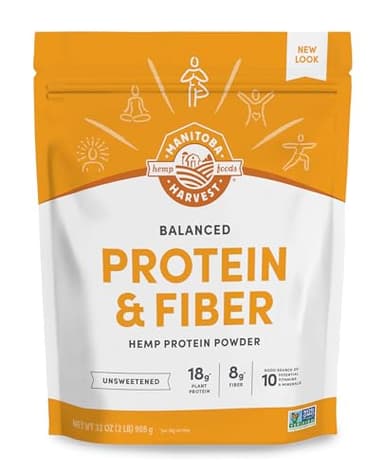 Manitoba Harvest Hemp Yeah Balanced Protein and Fiber Powder, Unsweetened, Keto Friendly, Preservative Free, Non GMO, 32 Ounce (Pack of 1), Packaging May Vary