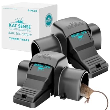 Kat Sense Covered Rat & Chipmunk Traps, Prevents Accidental Triggering with Tunneled Design, Quick Humane Kill, Indoor 'N Outdoor Mouse Snap Traps