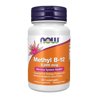 NOW Foods Supplements, Methyl B-12 (Methylcobalamin) 5,000 mcg, Nervous System Health*, 60 Lozenges