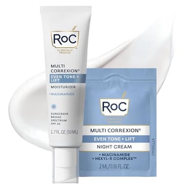 RoC Multi Correxion 5 in 1 Anti-Aging Daily Facial Moisturizer for Women and Men, Broad Spectrum SPF 30 & Shea Butter (1.7 oz) with Night Cream Packette (Packaging May Vary)