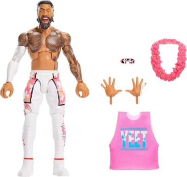 Mattel WWE Elite Action Figure & Accessories, Series #124 Set, 6-inch Collectible Jey USO with 25 Articulation Points & Swappable Hands
