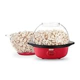 DASH SmartStore™ Stirring Popcorn Maker, 3QT Hot Oil Electric Popcorn Machine with Clear Bowl, 12 Cups - Red