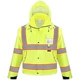 TICONN Reflective Rain Jacket Safety Jacket, Waterproof Hi Vis Rain Coat, Class III High Visibility Coat