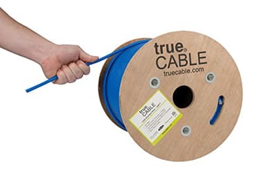 TRUE CABLE Cat6 Shielded Riser (CMR) Bulk Ethernet Cable, 500ft, Blue, 23AWG Solid Bare Copper, 550MHz, Overall Aluminum Foil Shield (F/UTP), PoE++ 100W, ETL Listed