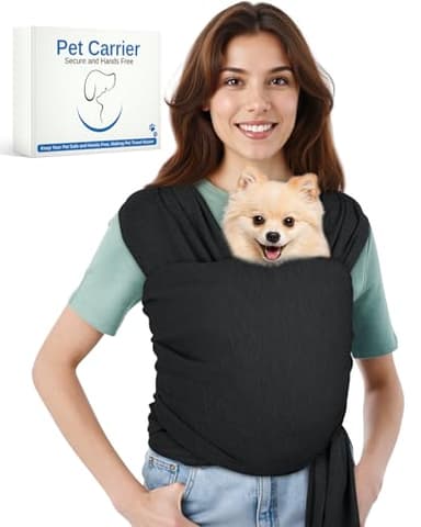 Snqqmtt Dog Sling Swaddle Carrier for Small Dog, Cat Front Carriers for Small Pet up to 20lbs, Puppy Pouch with Adjustable Straps, Hands Free Pet Sling, Anti Anxiety Puppy Sling (Black)