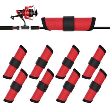 KesaPlan 8 Pack Fishing Lure Covers 6" Lure Wraps for Fishing Rod Hook Cover Bait Storage Protector Easily See Bait Glove to Keep Fishermen Safe(Red)