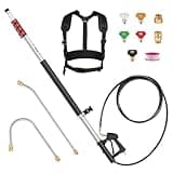 Pressure Washer Telescoping Wand - 24 FT High Pressure Washer Wand Included Power Washer Extension Wands, Gutter Cleaner, 5 Spray Nozzle Tips, 2 Hose Adapters and Support Belt