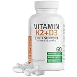 Bronson Vitamin K2 (MK7) with D3 Supplement Non-GMO Formula 5000 IU Vitamin D3 & 90 mcg K2 MK-7 Easy to Swallow D & K Complex, 60 Capsules