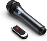Lococo Wireless Microphone,UHF Metal Rechargeable Handheld Dynamic Mic with USB Receiver Mute Function for Karaoke Party,Computer,Mobile Phone,Amplifier,PA System,Singing Machine