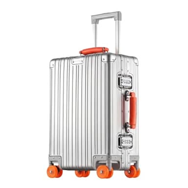 22x14x9 inch Zipperless Cabin Suitcase, 22 Inch 100% All Aluminum Shell Carry-on Suitcase, 56x36x22cm Aluminum Luggage Cabin, Aluminium Zipperless Carry On Luggage with Skate-Grade PU Wheels,TSA Locks