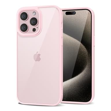 LoeoeL for iPhone 15 Pro Max Case Clear, Transparent Hybrid 15 Pro Max Phone Case [Hard Plastic & Soft Silicone Bumper] Acrylic Non Yellowing Thin Slim Protective Cover for Women, Light Pink