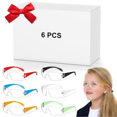Patelai 6 Pcs Kids Safety Glasses Bulk Eye Protection Goggles Scratch Resistant for Science Class, Lab, Sports, Child Youth Size (Multicolor)