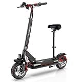 ENGWE Y600 830W Electric Scooter for Adult, 48V 18.2AH Folding Kick Scooters Up to 28Mph & 43Miles Range,10" Tire E-Scooter with Detachable Seat (830W Y600, Black-RED Wire)