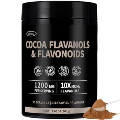 High Flavanol Cocoa Powder – 10X More Flavanols | 1200mg Cocoa Flavanols & Flavonoids – Heart Health, Nitric Oxide, Boost Energy & Endurance | Zero Sugar, 30 Servings
