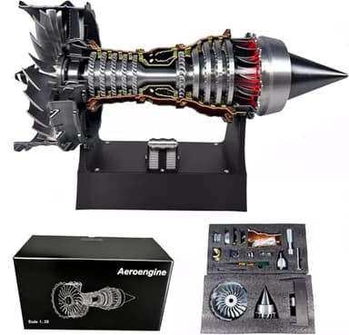 TR900 Turbofan Model Kit, Adjustable Speed Aircraft Engine with LED Light, Mechanical Science Aero Engine Education Toy Gift Decor for Adult Hobbyists, 28cm (Assembly Version-Red Light)