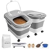 SEWIU Dog Food Storage Container 2pack*20LB,Collapsible Dog Food Container with Travel Silicone Bowl and Scoop for Dog/Cat/Bird Food/Cat litter,Keep Dry Food Fresh,Easy to Move.