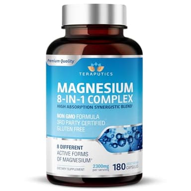 8 in 1 Magnesium Complex for Women & Men 426mg | 180 Vegan Capsules | MAG-8 Blend: Citrate, Bisglycinate, Malate, & More | Non-GMO Magnesio Complex Supplement | Provides 100% Daily Recommended Value