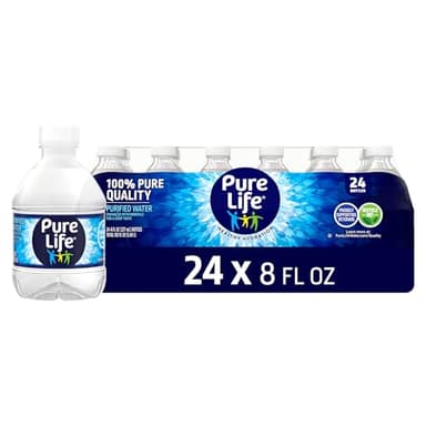Pure Life Purified Water Bottles, 24 Pack - Still Bottled Water Enhanced with Minerals for a Crisp Taste, Plastic Bottles - 8 Fl Oz
