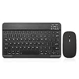 Ultra-Slim Bluetooth Keyboard Portable Mini Wireless Keyboard Rechargeable for Apple iPad iPhone Samsung Tablet Phone Smartphone iOS Android Windows (10 inch Black)
