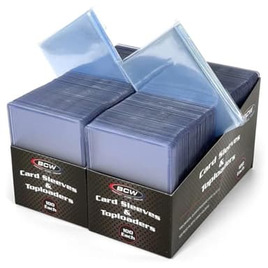 BCW Card Sleeves and Toploaders for Card Combo - 200 Count | Premium Top Loaders and Acid-Free Penny Sleeves | Great for Football, Magic: The Gathering, Pokémon, and Baseball Card Protectors
