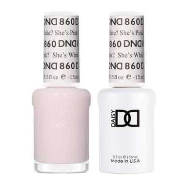DND Gel Polish Set, Sheer Collection, UV/LED Gel Polish and Air Dry Nail Lacquer, Matching Chip-Free Polish Duo, 860 She’s White? She’s Pink?, 0.5 Fl Oz