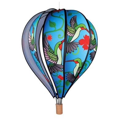 Hot Air Balloon Hanging Garden Spinner 22" - Vibrant Hummingbird Design, Weather-Resistant Outdoor Decor, Durable & Lightweight for Patios, Yards, and Gardens - Eye-Catching Wind Spinner