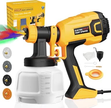 Paint Sprayer, 700W HVLP High Power Electric Spray Paint Gun with 40 Fl Oz Container, Adjustable Spray Width, 4 Nozzles & 3 Patterns, Easy to Clean, for Furniture, House, Fence, Walls, Etc.
