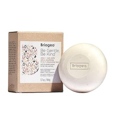 Briogeo Be Gentle, Be Kind Aloe + Oat Milk Ultra Soothing 3-in-1 Cleansing Bar, 2% Colloidal Oatmeal, Hypoallergenic and Dermatologist-Approved, Fragrance Free, Vegan, Cruelty-Free, 3.7 oz