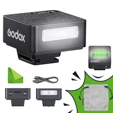 GODOX iM20 Mini Flash for Camera w/Built-in Battery, Conpact & Portable GN10/470 mAh USB-C Charging & Universal Hot Shoe Compatible with Sony zve10,zv1,a7iii/Ricoh gr3,gr3x/Fujifilm f1, NOT for ZV-1F