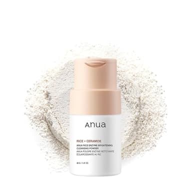 ANUA Rice Enzyme Brightening Cleansing Powder, Exfoliating Powder-to-Foam Cleanser, Smooth Texture & Clarity, Hydrating & Gentle Formula, Korean Skincare,1.41 fl.oz