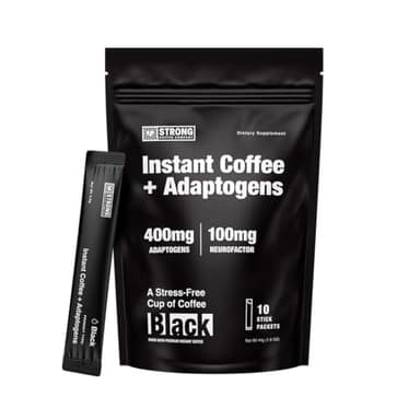 Strong Coffee Co. Instant Black Coffee | Premium Organic Coffee with Nootropics & Adaptogens, NeuroFactor®, L-Theanine, Ashwagandha, Reishi & MCT Oil | No Jitters, No Crash, Instant Coffee Packets (1, 10 Servings)