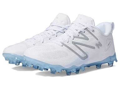 New Balance Men's FreezeLX V4 Low Lacrosse Shoe, White/Black/Polar Blue, 4 Medium US