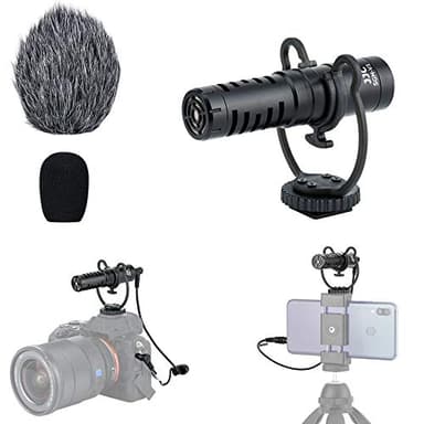 JJC Camera Shotgun Microphone Mic for Canon PowerShot V1, EOS R RP R5 R6 Mark II R7 R10 R50 R100 M50, Sony ZV-1 II ZV1 ZV-1F ZV1F A6700 A6400 A6300, Nikon Z50 II Zf Z30 Z6 Z7 II, Fuji X-T5 X-T4 X-S20