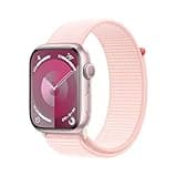 Apple Watch Series 9 [GPS 45mm] Smartwatch with Pink Aluminum Case with Pink Sport Loop. Fitness Tracker, Blood Oxygen & ECG Apps, Always-On Retina Display, Carbon Neutral