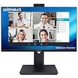 SKitphrati 23.8” Business Webcam Monitor, 1080P IPS Monitor 75HZ, Video Conference Monitor - Built-in Adjustable 5MP Webcam, Mic Array, Speakers, Eye Care, Frameless, HDMI, DP, VGA, USB 2.0