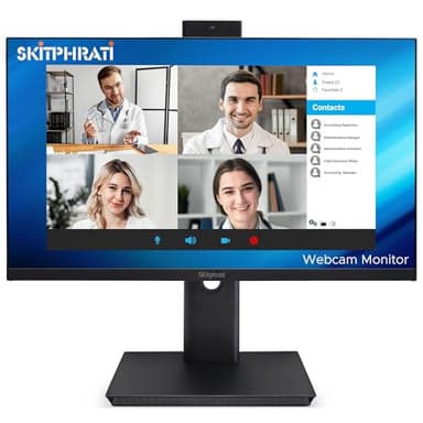 SKitphrati 27'' Business Webcam Monitor, 1080P IPS 120HZ, Video Conference Monitor - Built-in Adjustable 3MP Webcam, Mic Array, Speakers, Eye Care, Frameless, HDMI, DisplayPort, VGA, USB 2.0