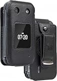 Case for Nokia 2760/2780 Flip Phone, Nakedcellphone [Black Vegan Leather] Form-Fit Cover with [Built-in Screen Protection] and [Metal Belt Clip] for Tracfone N139DL, TA-1398, TA-1451, TA-1420