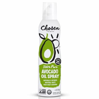 Chosen Foods 100% Pure Avocado Oil Spray 4.7 oz. (1 Pack), Non-GMO, 500°F Smoke Point, Propellant-Free, Air Pressure Only for High-Heat Cooking, Baking and Frying