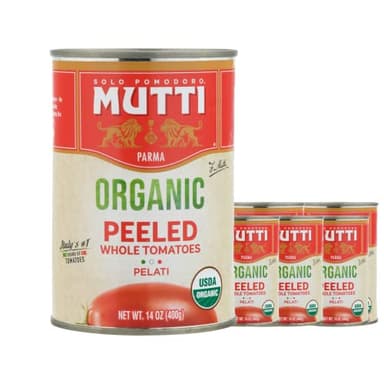 Mutti Organic Whole Peeled Tomatoes (Pelati), 14 oz. | 6 Pack | Italy’s #1 Brand of Tomatoes | Fresh Taste for Cooking | Canned Tomatoes | Vegan Friendly & Gluten Free | No Additives or Preservatives