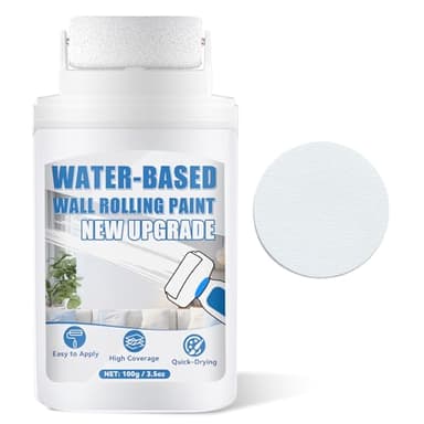 White Paint for Wall, White Touch Up Paint for Walls, All-in-One Repair Kit with Small Roller to Cover Scratches, Stains, Cracks and Marks, Fast-Drying Flat Finish for Seamless Patches